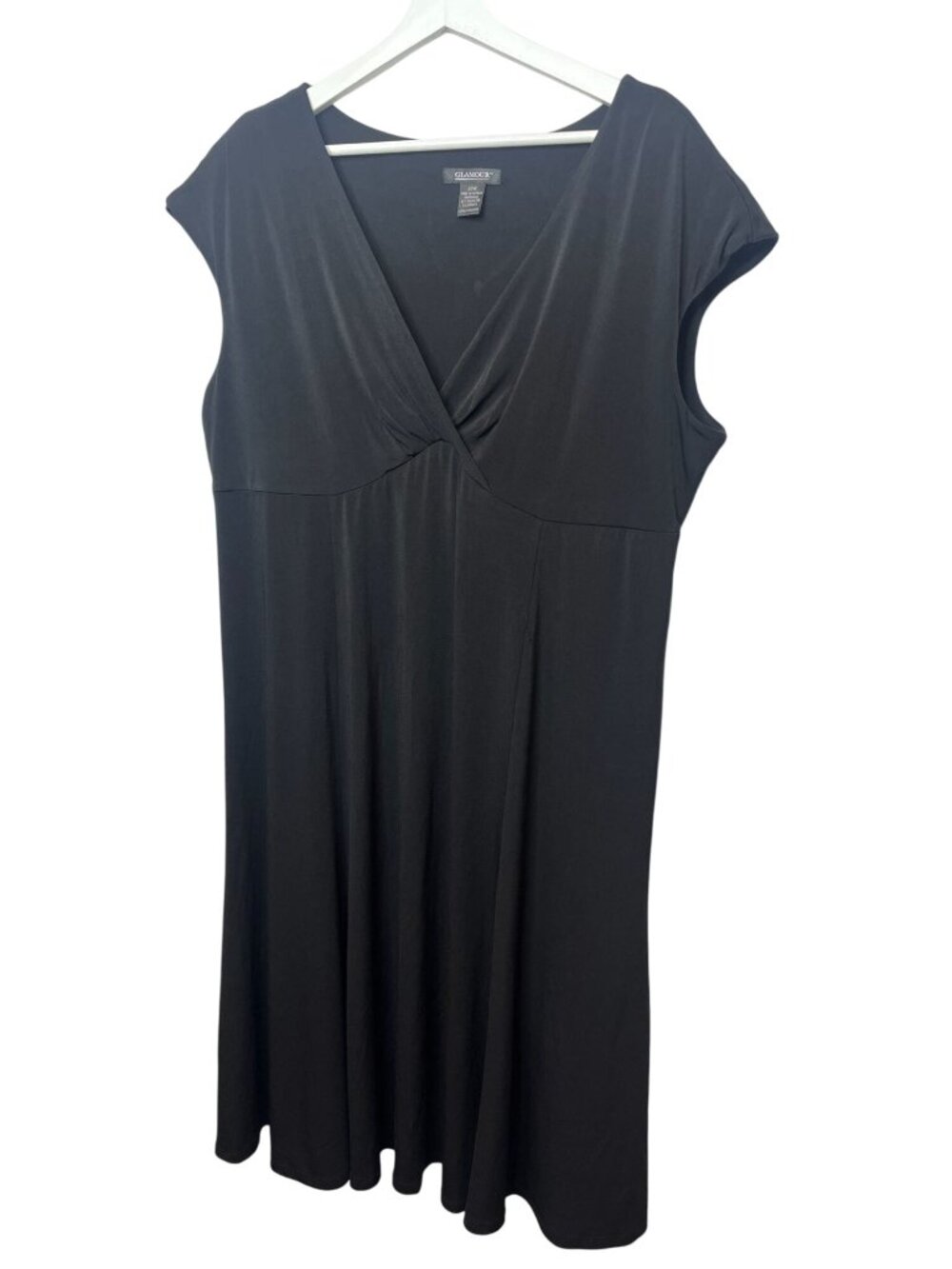 Glamour Womens Plus Size 20W Black Midi Dress A Line Stretch Casual